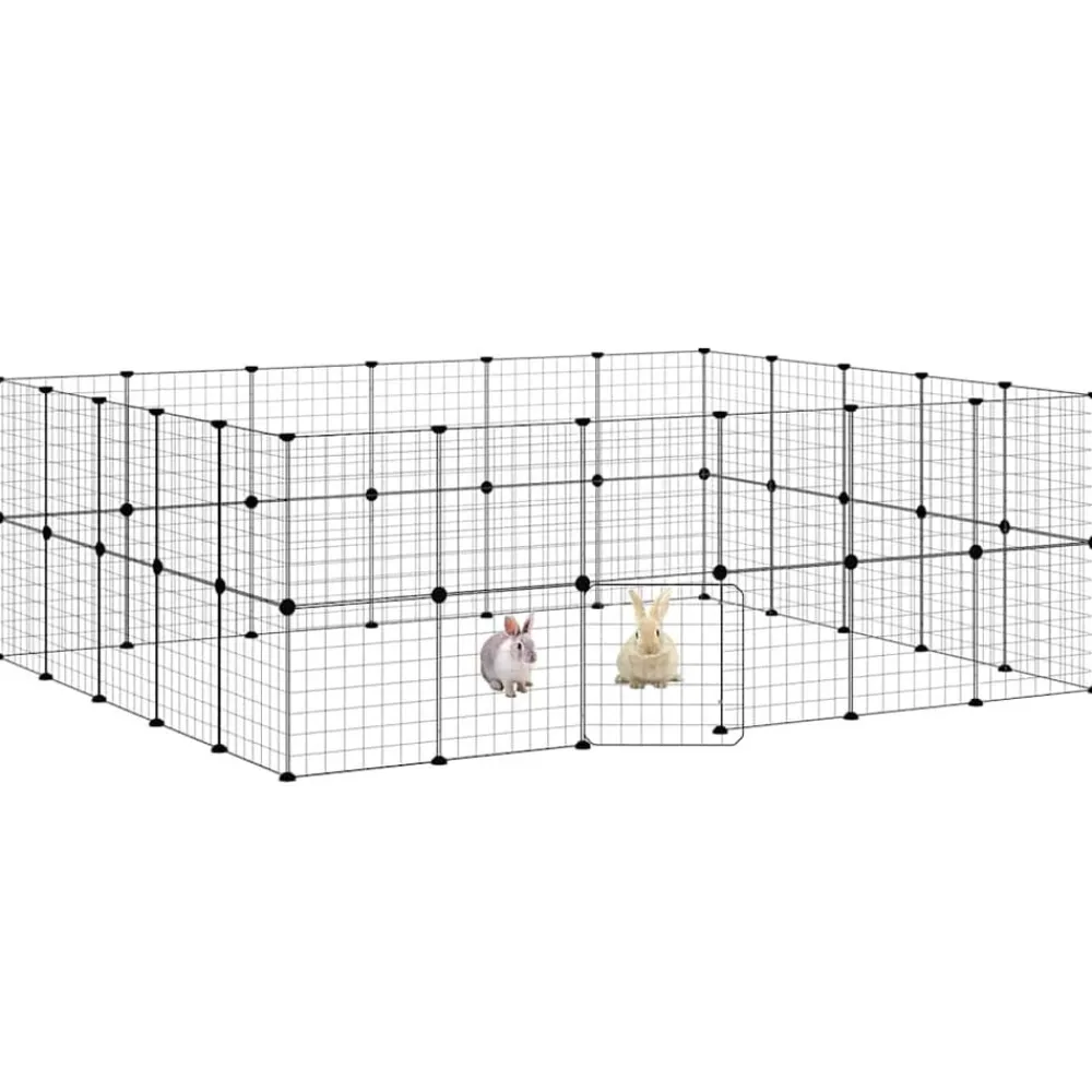 vidaXL Productos Para Mascotas-Jaula para mascotas de 44 paneles puerta acero negro 35x35 cm