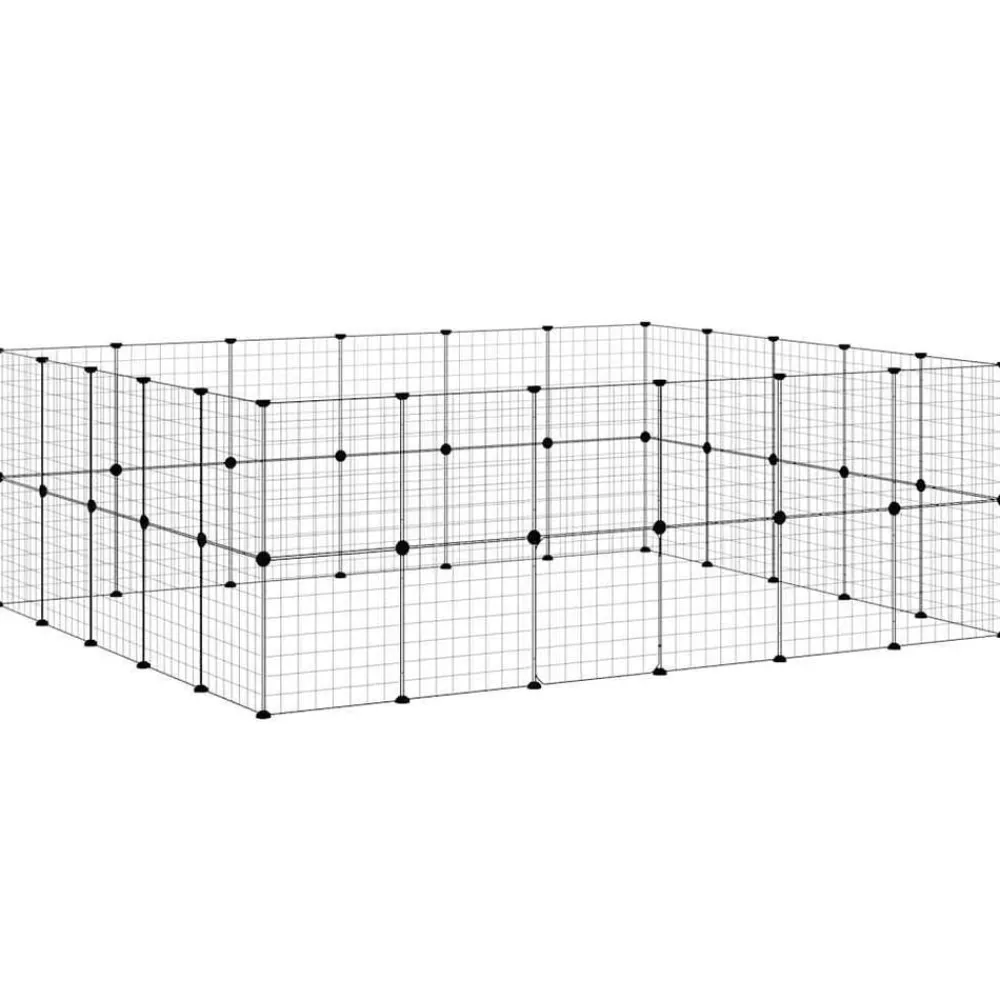 vidaXL Productos Para Mascotas-Jaula para mascotas de 44 paneles puerta acero negro 35x35 cm