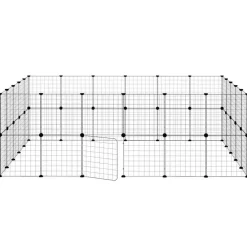 vidaXL Productos Para Mascotas-Jaula para mascotas de 44 paneles puerta acero negro 35x35 cm