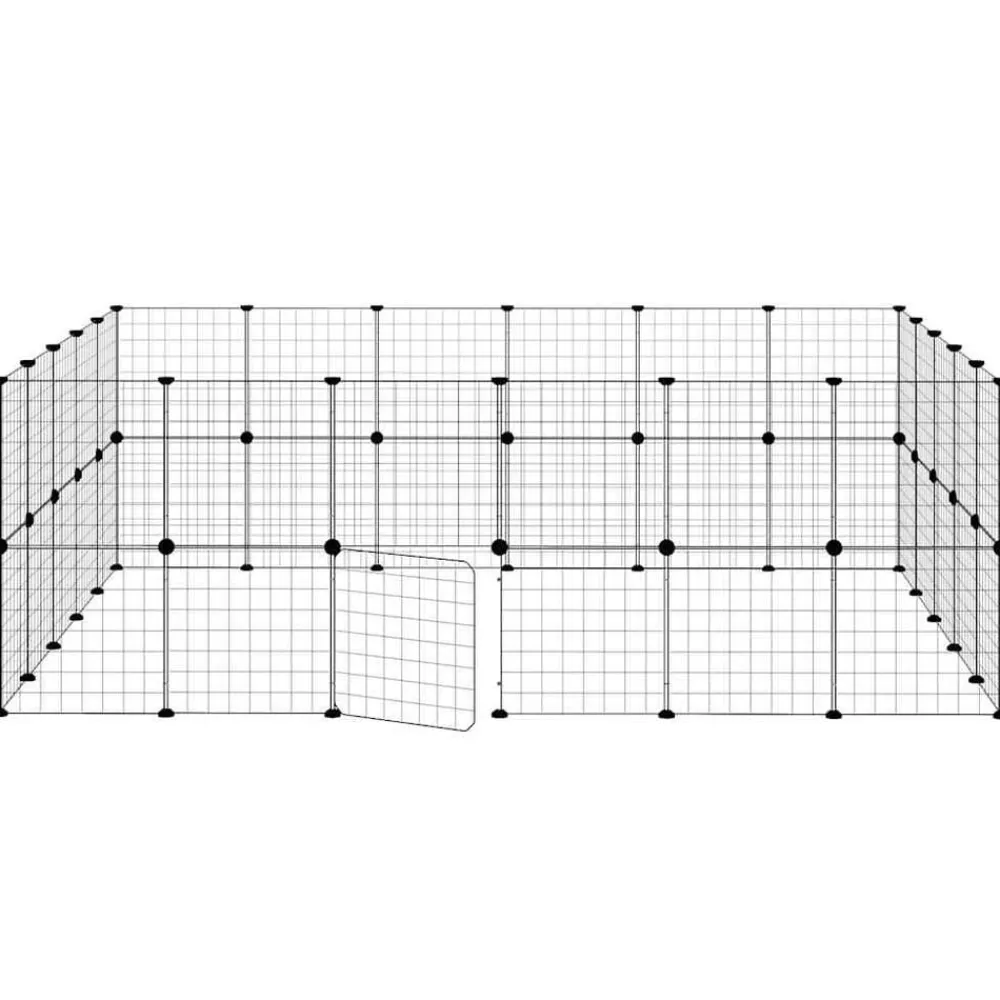 vidaXL Productos Para Mascotas-Jaula para mascotas de 44 paneles puerta acero negro 35x35 cm