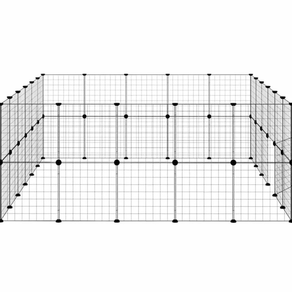 vidaXL Productos Para Mascotas-Jaula para mascotas de 44 paneles puerta acero negro 35x35 cm