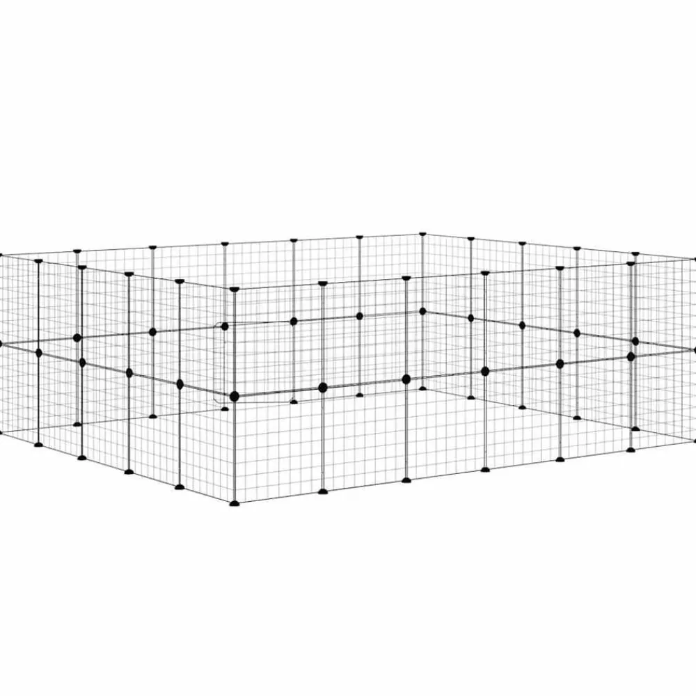 vidaXL Productos Para Mascotas-Jaula para mascotas de 44 paneles puerta acero negro 35x35 cm