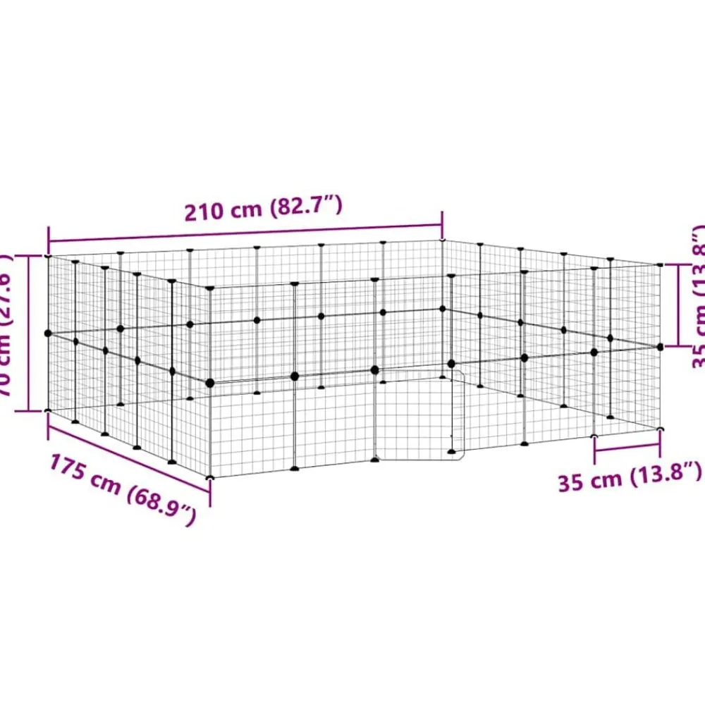 vidaXL Productos Para Mascotas-Jaula para mascotas de 44 paneles puerta acero negro 35x35 cm