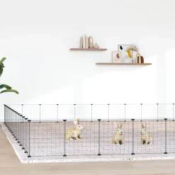 vidaXL Jaula para mascotas de 60 paneles puerta acero negro 35x35 cm Best
