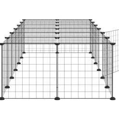 vidaXL Jaula para mascotas de 28 paneles puerta acero negro 35x35 cm Sale