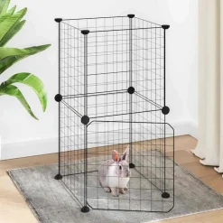 vidaXL Jaula para mascotas de 8 paneles con puerta acero negro 35x35cm Best