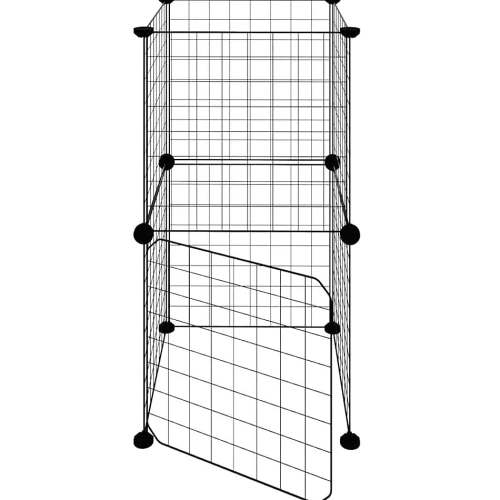 vidaXL Jaula para mascotas de 8 paneles con puerta acero negro 35x35cm Best