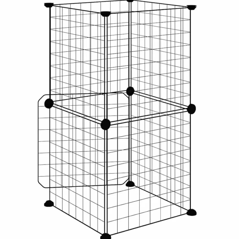 vidaXL Jaula para mascotas de 8 paneles con puerta acero negro 35x35cm Best