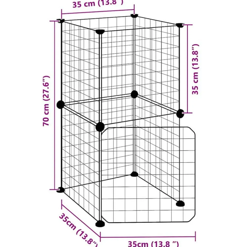 vidaXL Jaula para mascotas de 8 paneles con puerta acero negro 35x35cm Best