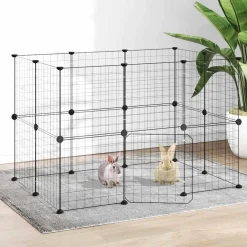 vidaXL Jaula para mascotas de 20 paneles puerta acero negro 35x35 cm Clearance