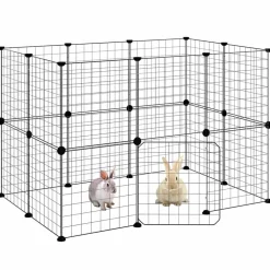 vidaXL Jaula para mascotas de 20 paneles puerta acero negro 35x35 cm Clearance