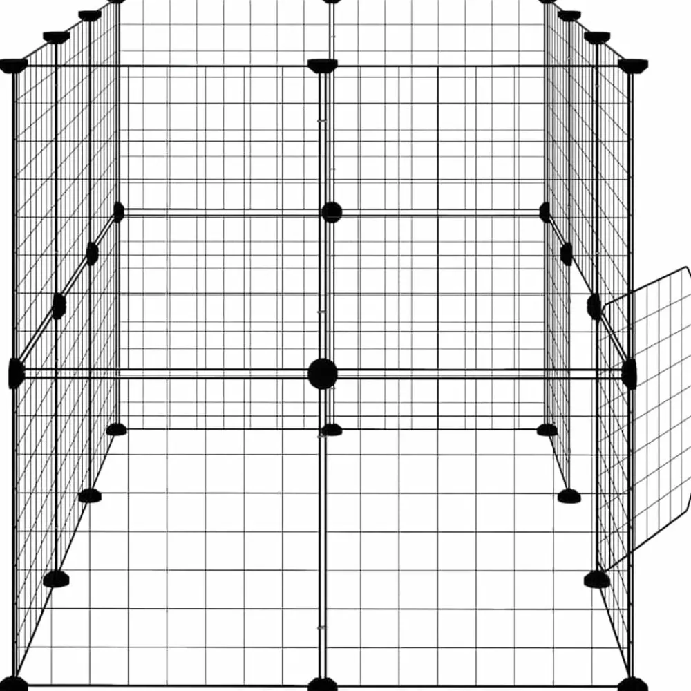 vidaXL Jaula para mascotas de 20 paneles puerta acero negro 35x35 cm Clearance