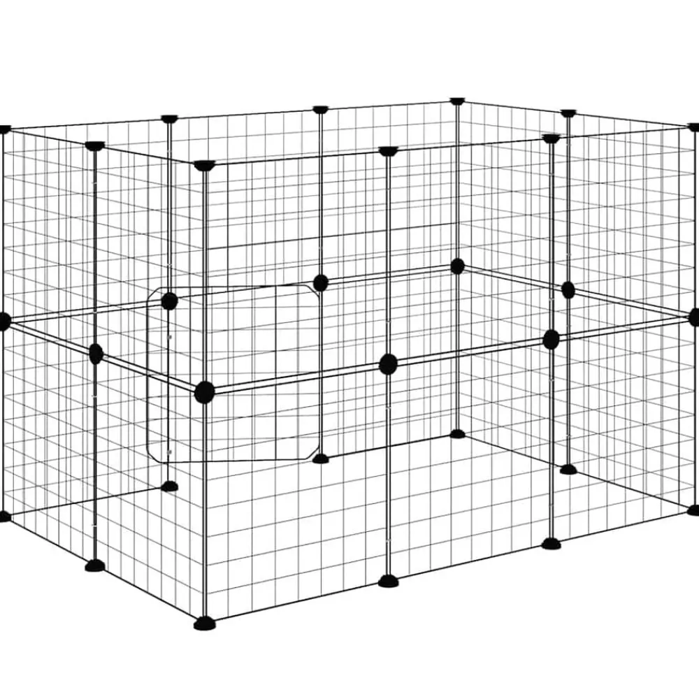 vidaXL Jaula para mascotas de 20 paneles puerta acero negro 35x35 cm Clearance