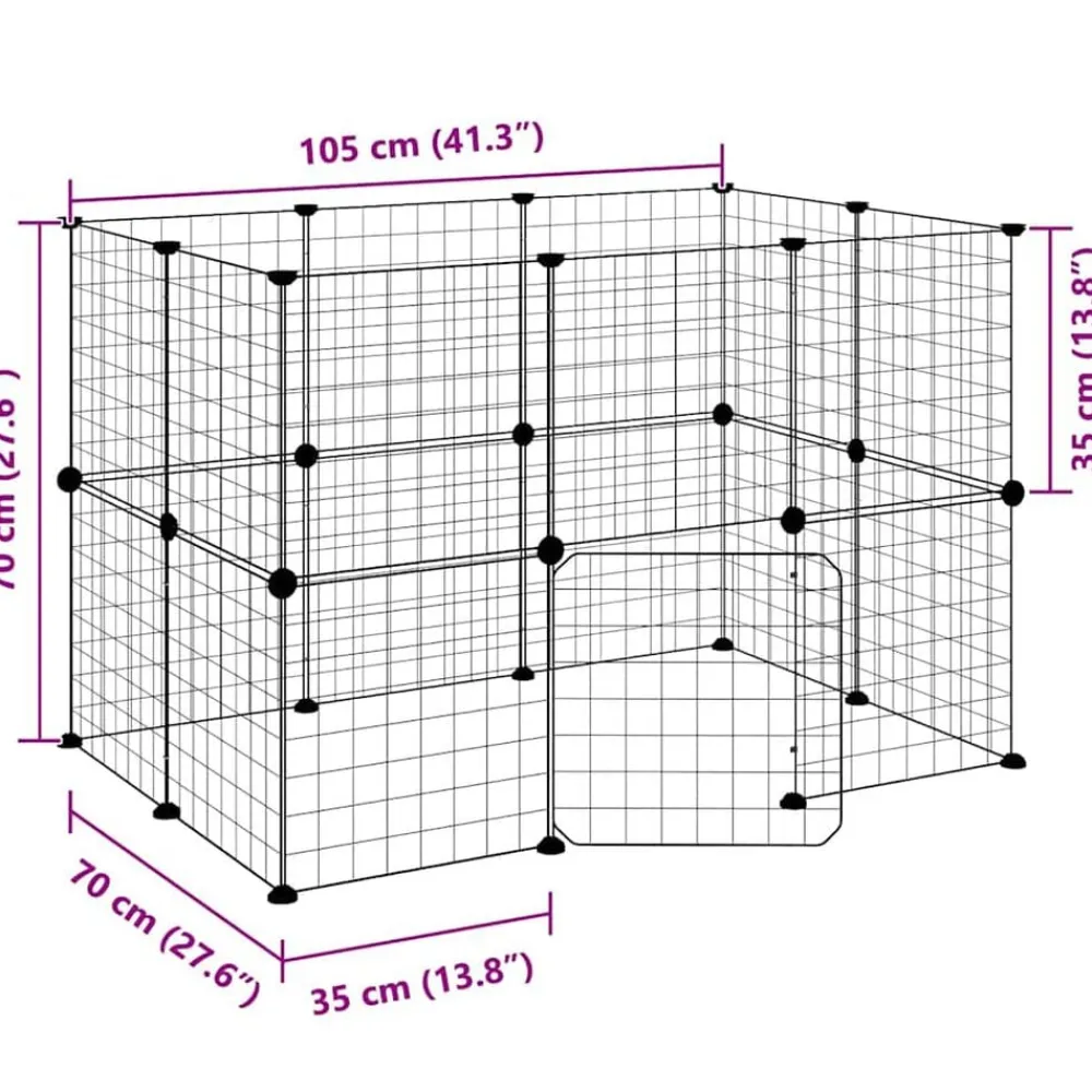 vidaXL Jaula para mascotas de 20 paneles puerta acero negro 35x35 cm Clearance