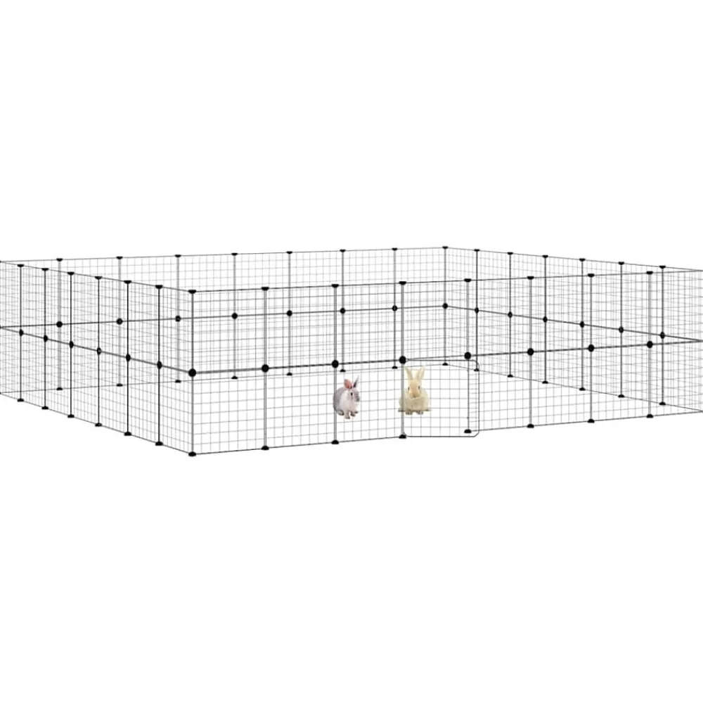 vidaXL Productos Para Mascotas-Jaula para mascotas de 60 paneles puerta acero negro 35x35 cm