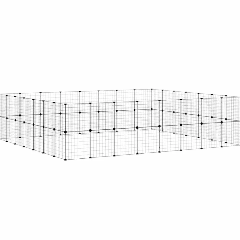 vidaXL Productos Para Mascotas-Jaula para mascotas de 60 paneles puerta acero negro 35x35 cm