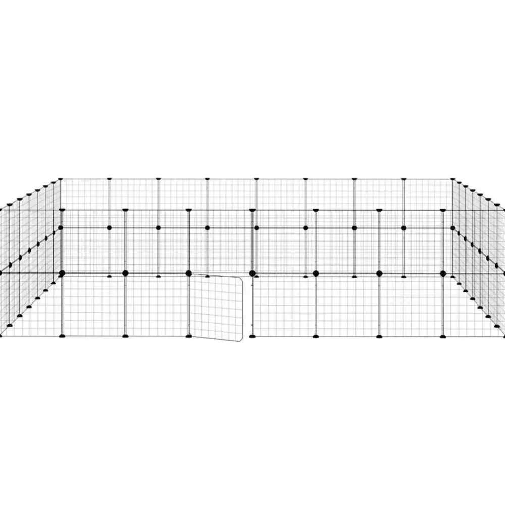 vidaXL Productos Para Mascotas-Jaula para mascotas de 60 paneles puerta acero negro 35x35 cm