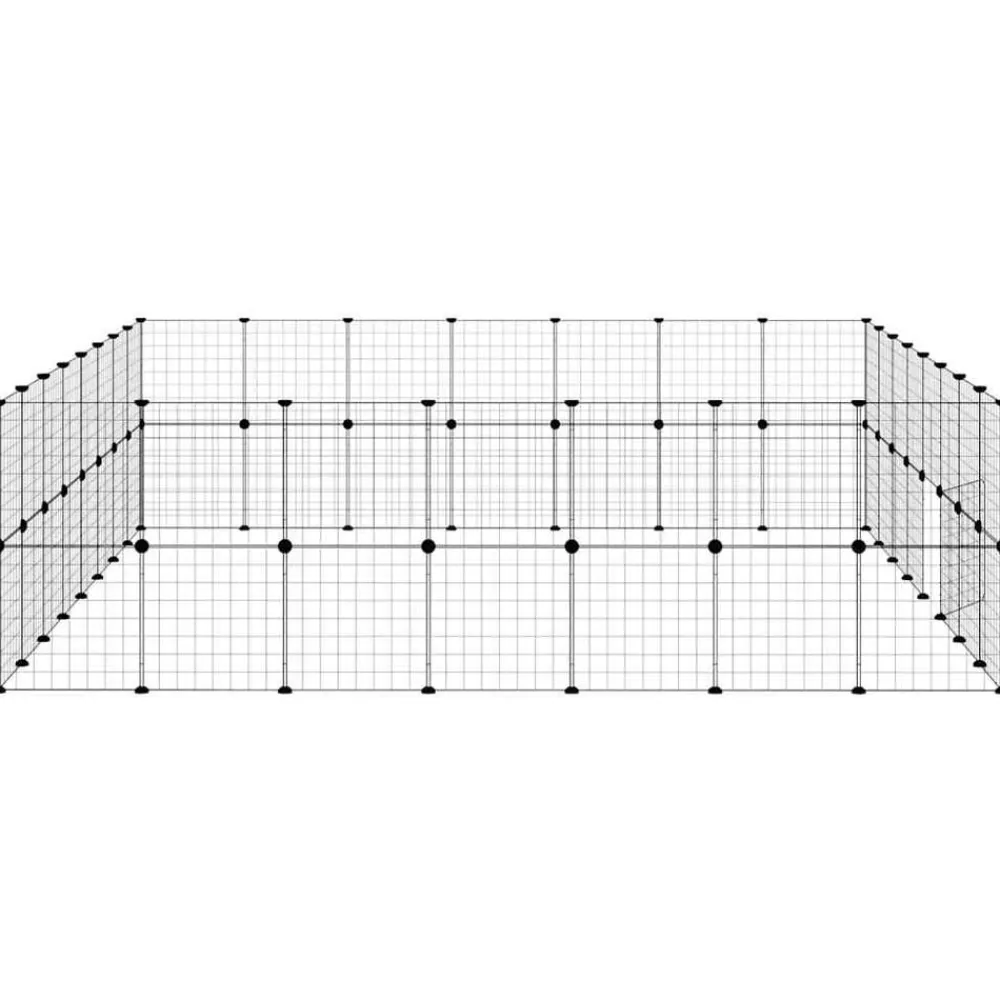 vidaXL Productos Para Mascotas-Jaula para mascotas de 60 paneles puerta acero negro 35x35 cm