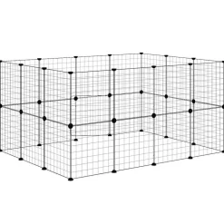 vidaXL Productos Para Mascotas-Jaula para mascotas de 28 paneles puerta acero negro 35x35 cm