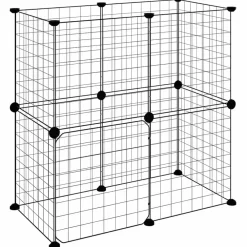 vidaXL Jaula para mascotas de 12 paneles puerta acero negro 35x35cm Outlet