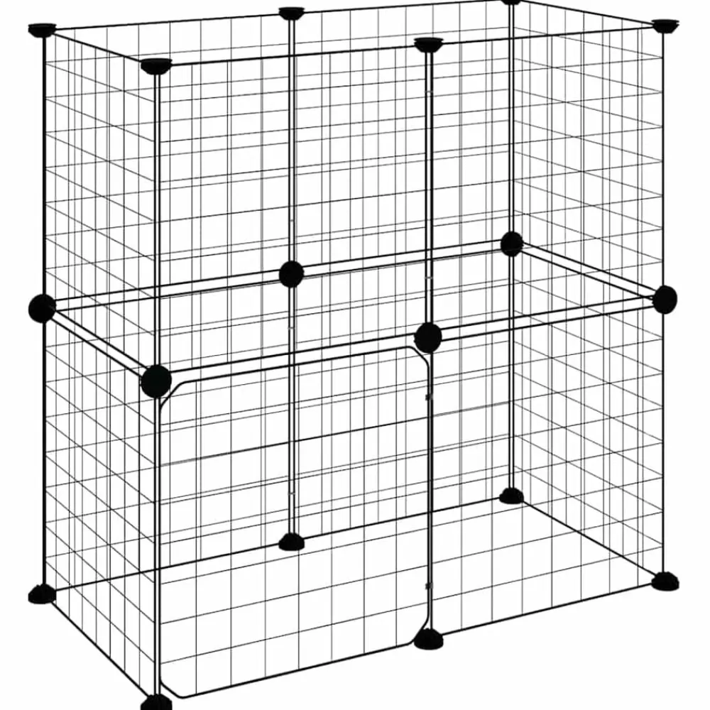 vidaXL Jaula para mascotas de 12 paneles puerta acero negro 35x35cm Outlet