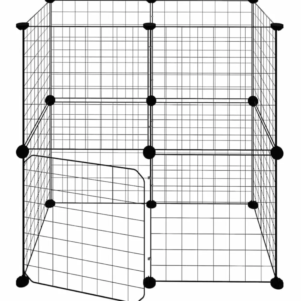 vidaXL Jaula para mascotas de 12 paneles puerta acero negro 35x35cm Outlet