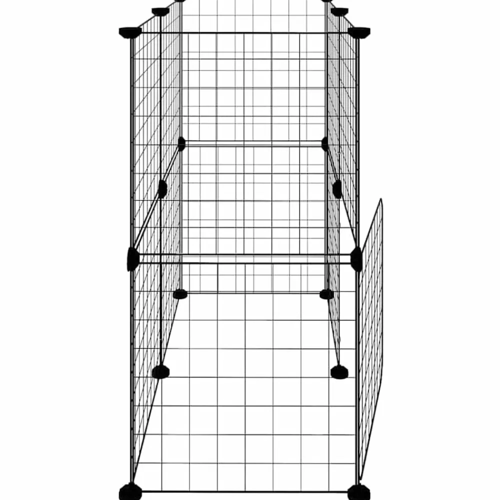 vidaXL Jaula para mascotas de 12 paneles puerta acero negro 35x35cm Outlet