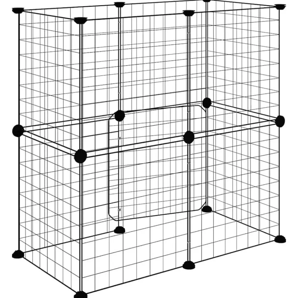 vidaXL Jaula para mascotas de 12 paneles puerta acero negro 35x35cm Outlet