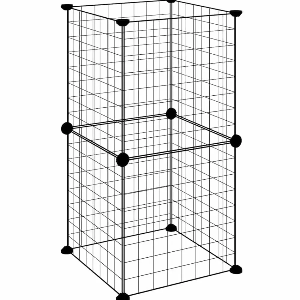 vidaXL Productos Para Mascotas-Jaula para mascotas de 8 paneles acero negro 35x35cm