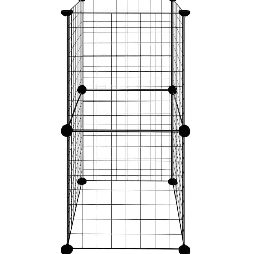 vidaXL Productos Para Mascotas-Jaula para mascotas de 8 paneles acero negro 35x35cm