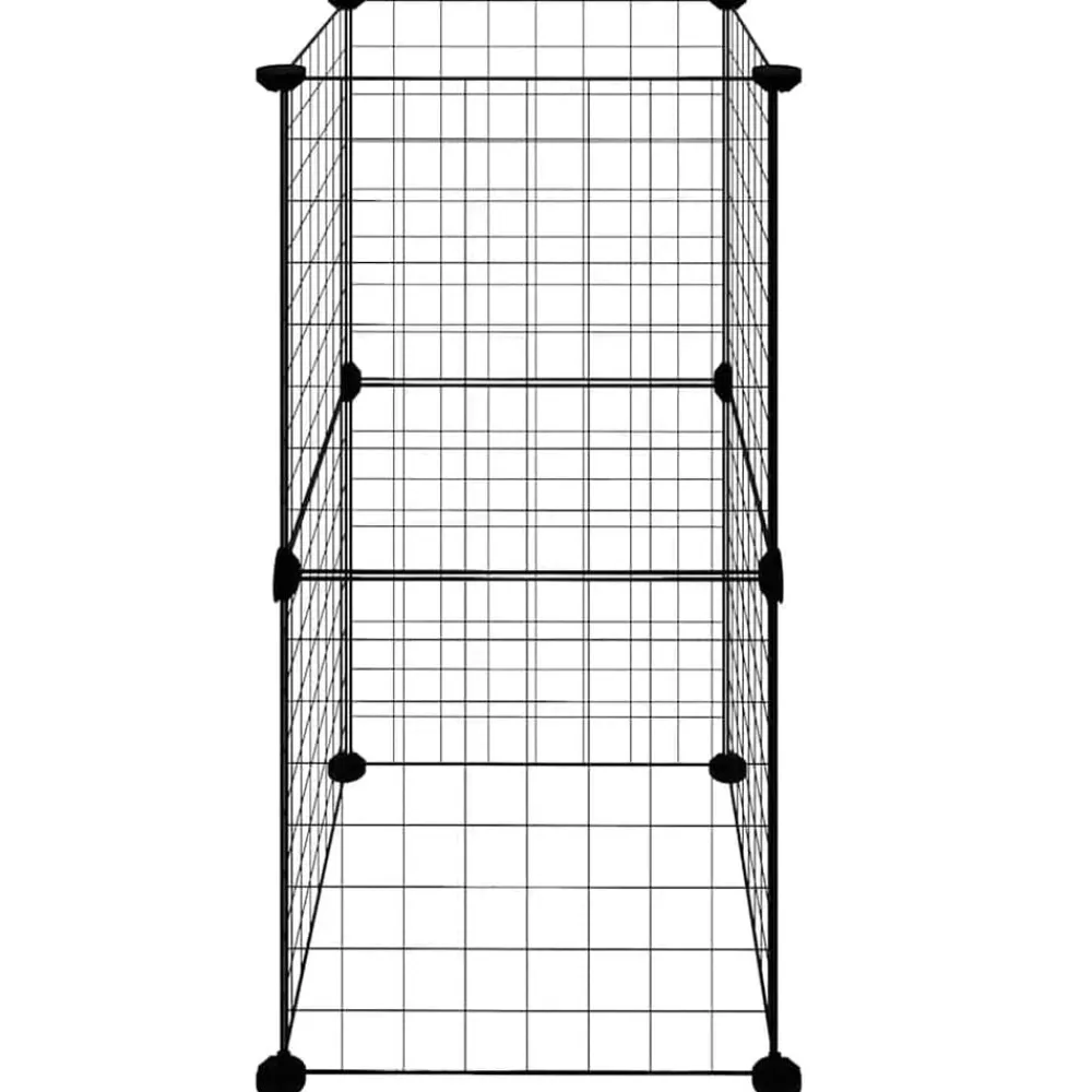 vidaXL Productos Para Mascotas-Jaula para mascotas de 8 paneles acero negro 35x35cm