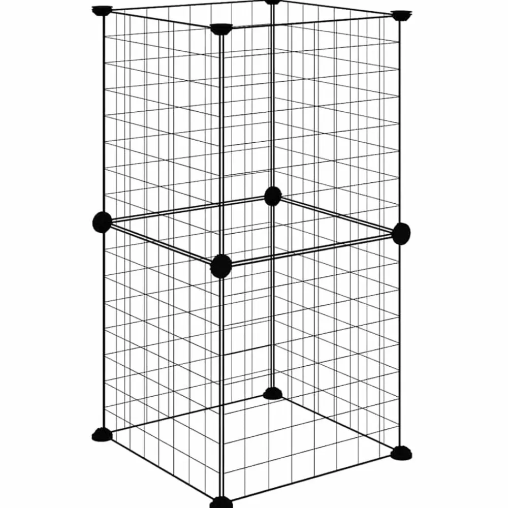 vidaXL Productos Para Mascotas-Jaula para mascotas de 8 paneles acero negro 35x35cm
