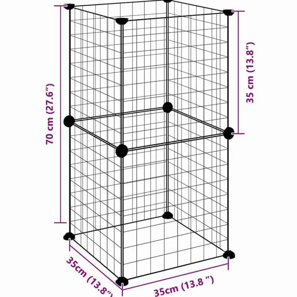 vidaXL Productos Para Mascotas-Jaula para mascotas de 8 paneles acero negro 35x35cm