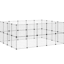vidaXL Productos Para Mascotas-Jaula para mascotas de 36 paneles puerta acero negro 35x35 cm