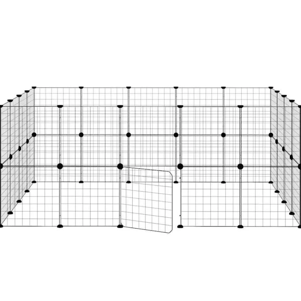 vidaXL Productos Para Mascotas-Jaula para mascotas de 36 paneles puerta acero negro 35x35 cm