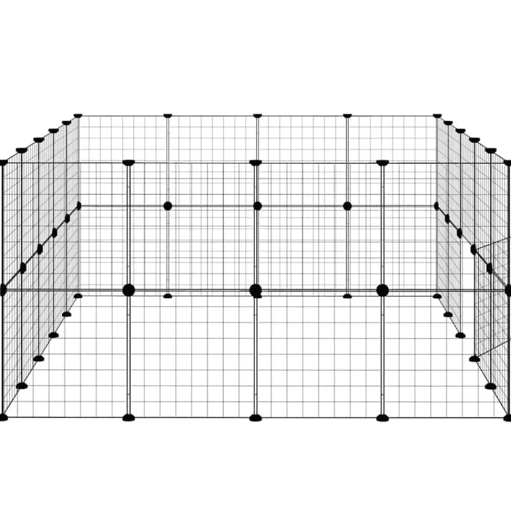 vidaXL Productos Para Mascotas-Jaula para mascotas de 36 paneles puerta acero negro 35x35 cm