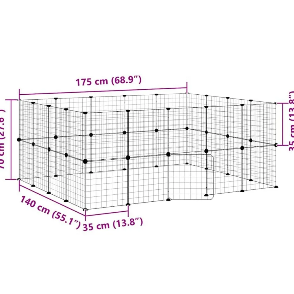vidaXL Productos Para Mascotas-Jaula para mascotas de 36 paneles puerta acero negro 35x35 cm