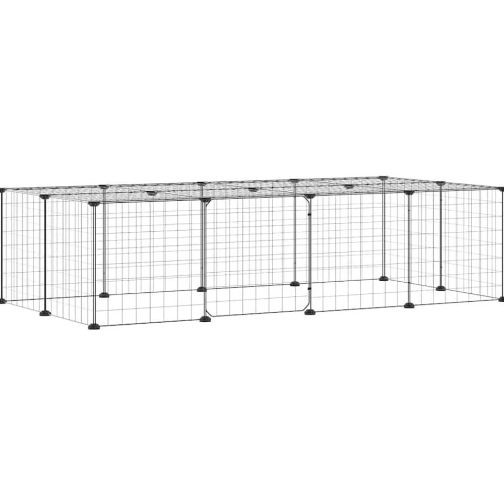 vidaXL Jaula para mascotas de 20 paneles puerta acero negro 35x35 cm Discount