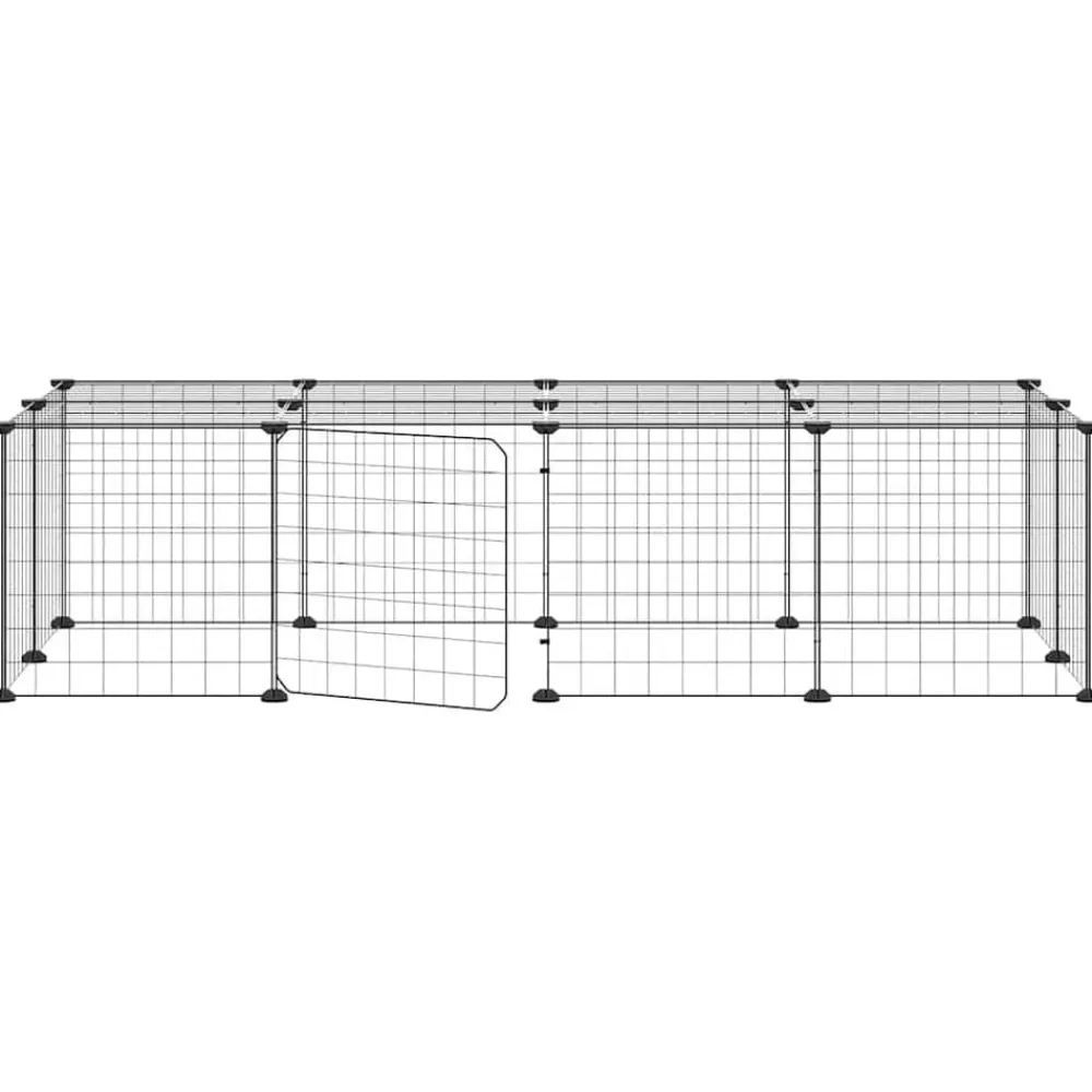 vidaXL Jaula para mascotas de 20 paneles puerta acero negro 35x35 cm Discount