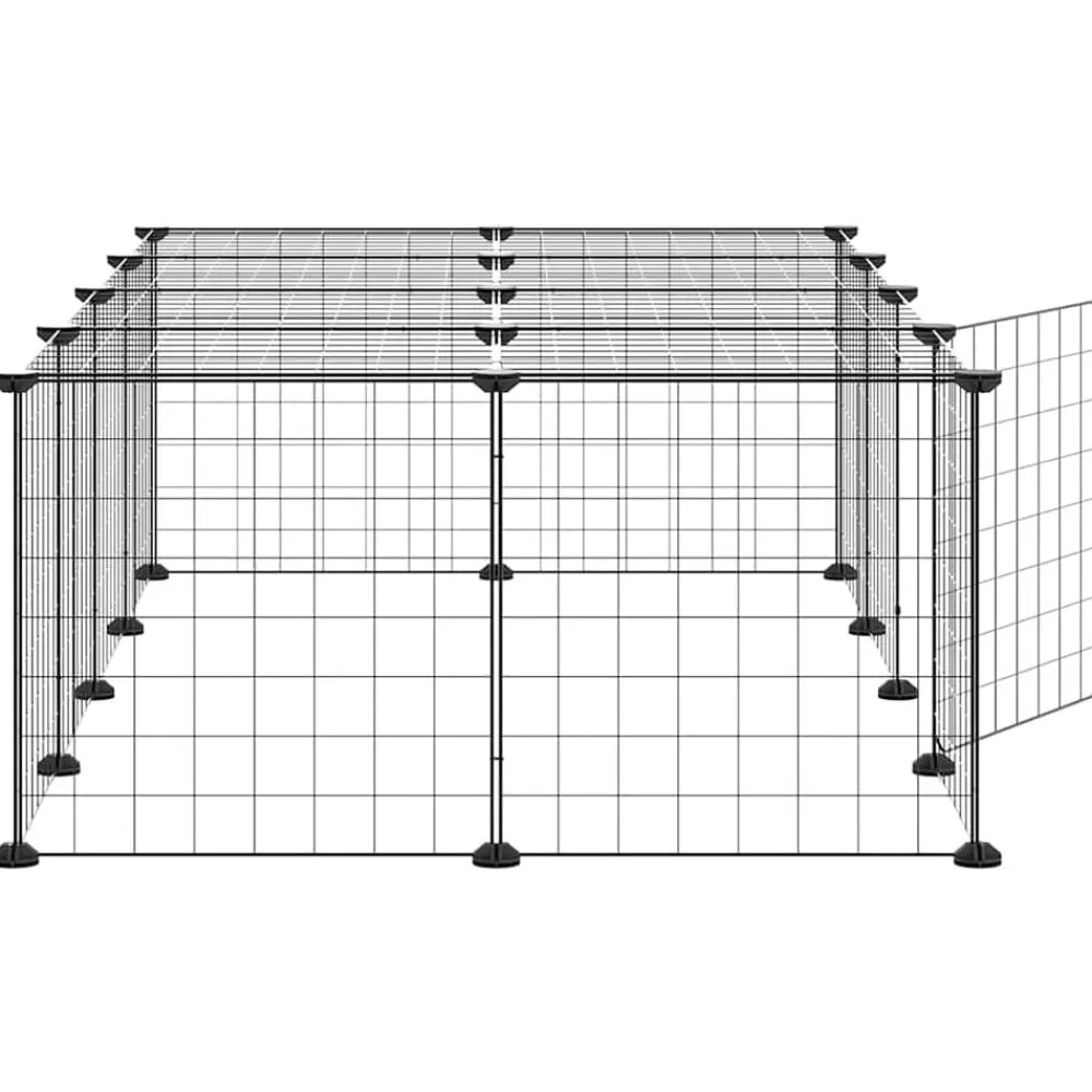 vidaXL Jaula para mascotas de 20 paneles puerta acero negro 35x35 cm Discount