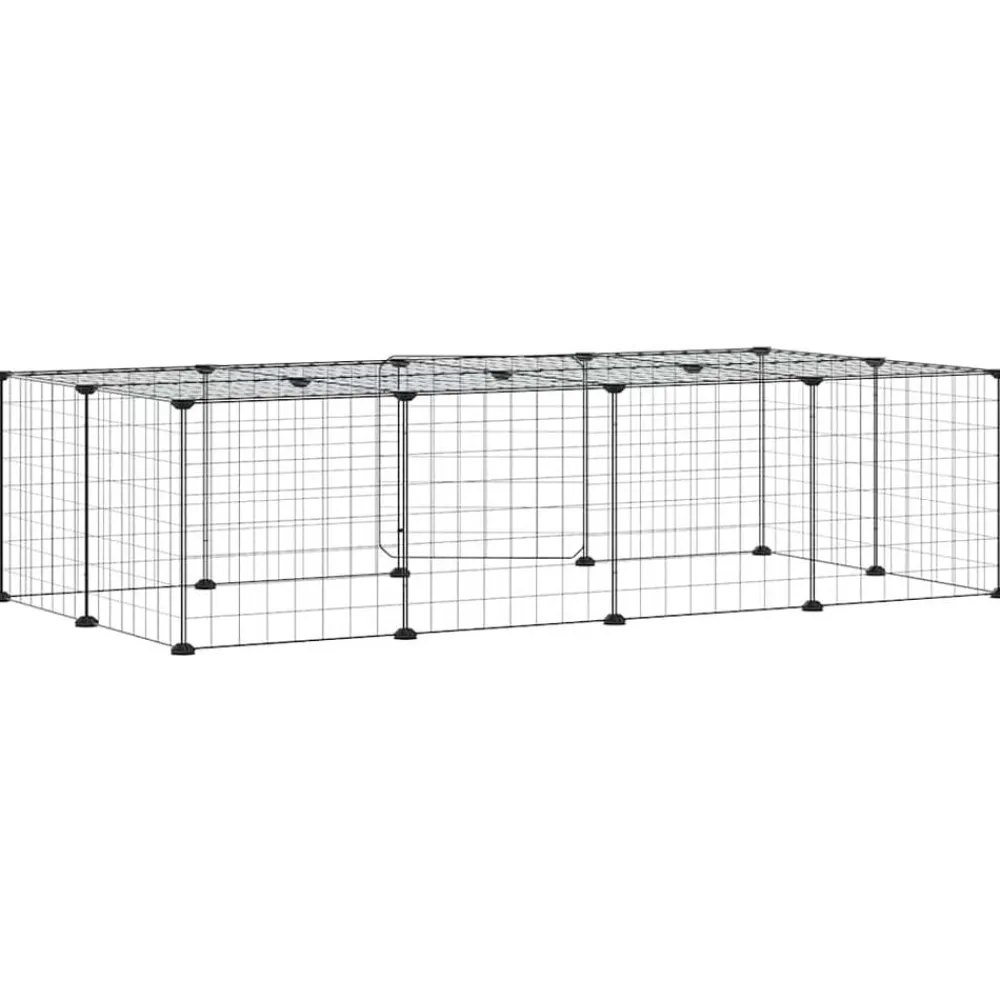 vidaXL Jaula para mascotas de 20 paneles puerta acero negro 35x35 cm Discount