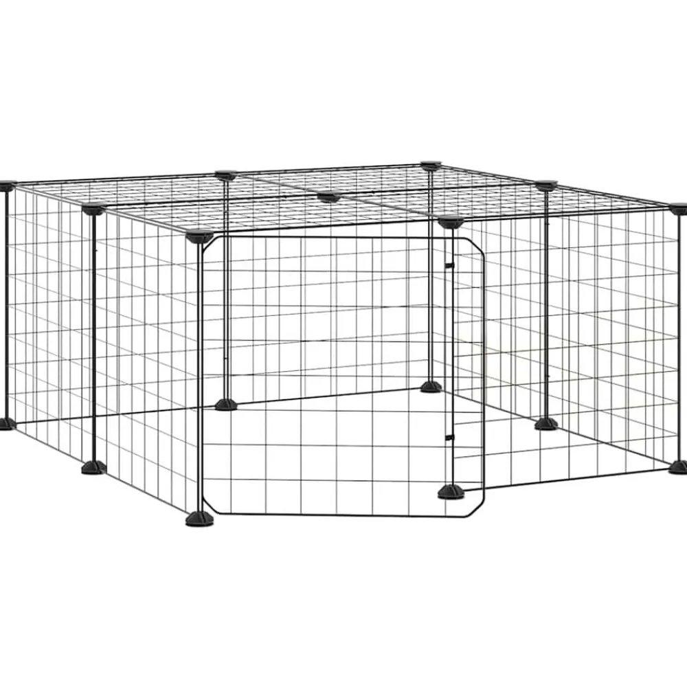 vidaXL Jaula para mascotas de 12 paneles puerta acero negro 35x35cm Hot