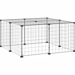 vidaXL Jaula para mascotas de 12 paneles puerta acero negro 35x35cm Hot