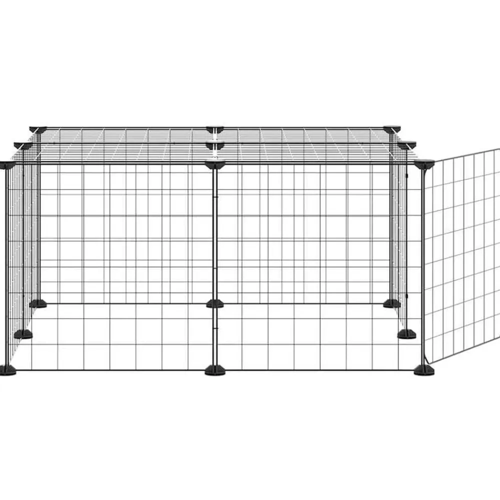 vidaXL Jaula para mascotas de 12 paneles puerta acero negro 35x35cm Hot