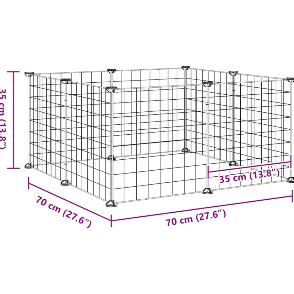 vidaXL Productos Para Mascotas-Jaula para mascotas de 8 paneles de acero negra, 35 x 35 cm