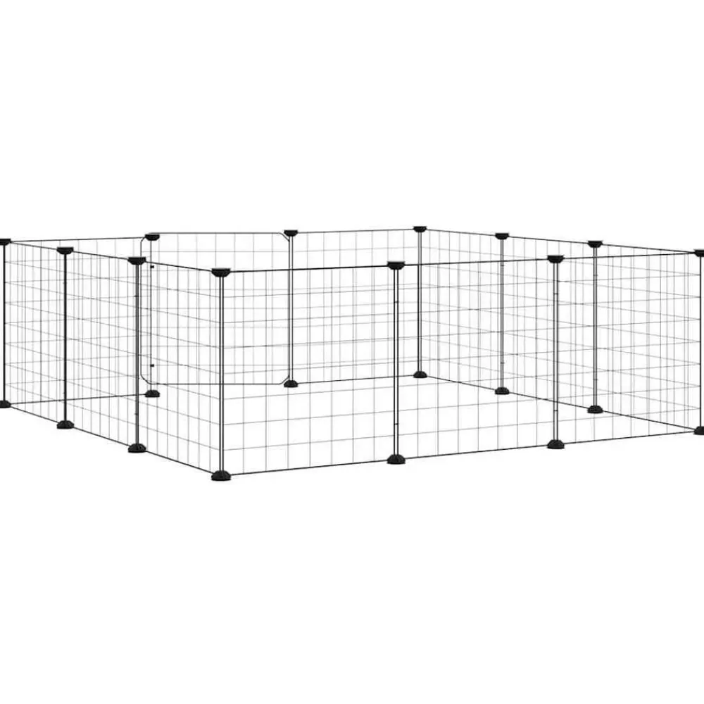 vidaXL Jaula para mascotas de 12 paneles con puerta de acero, color negro, 35 x 35 cm Sale