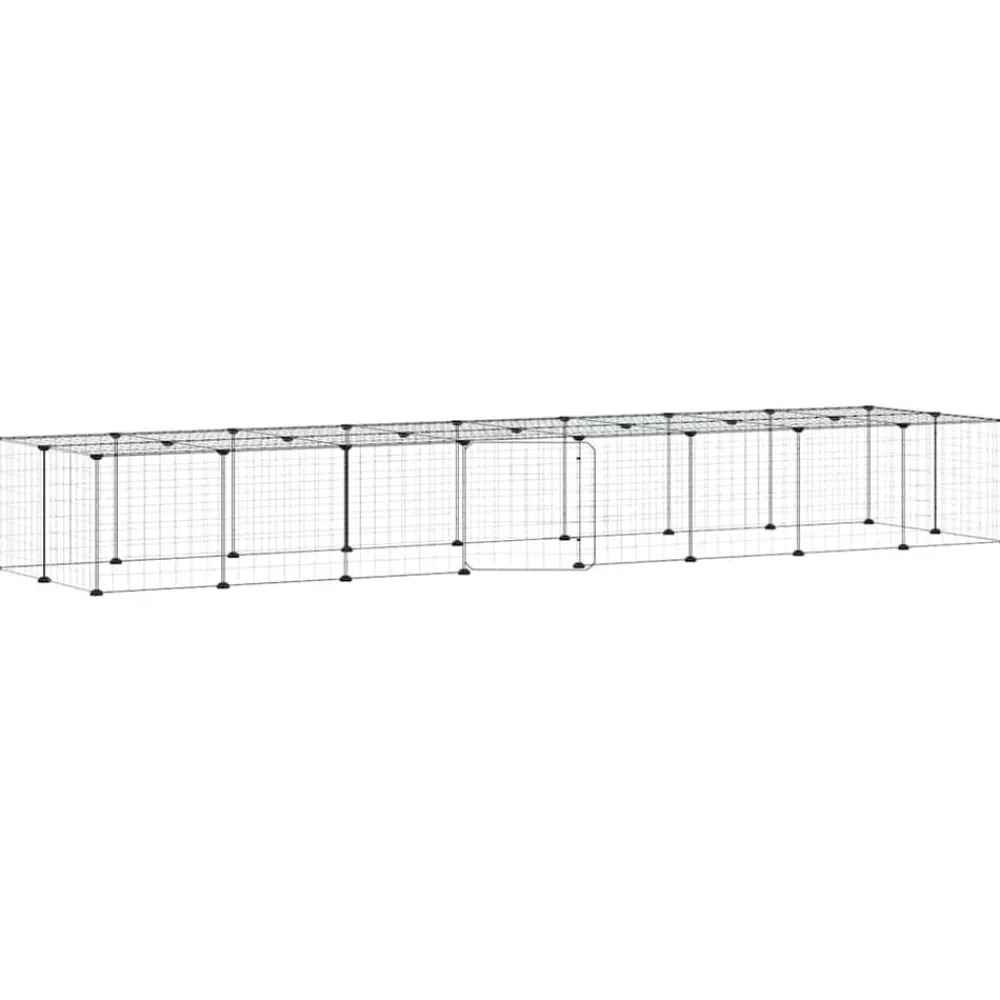vidaXL Productos Para Mascotas-Jaula para mascotas de 36 paneles puerta acero negro 35x35 cm