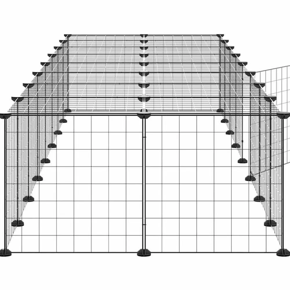 vidaXL Productos Para Mascotas-Jaula para mascotas de 36 paneles puerta acero negro 35x35 cm