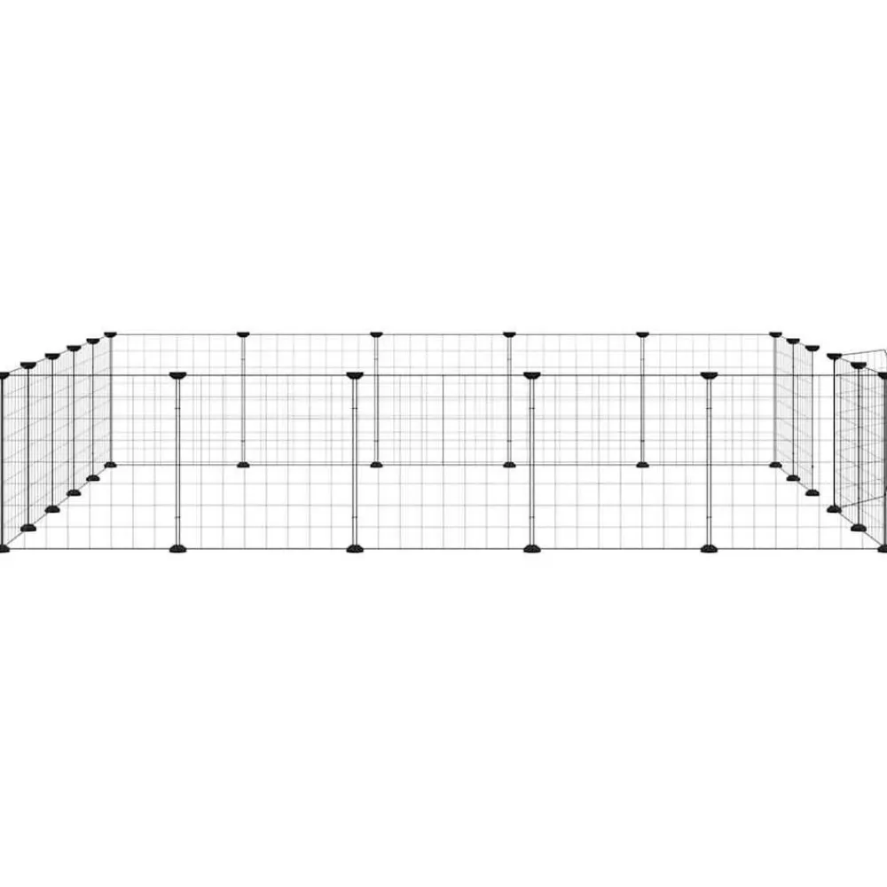 vidaXL Productos Para Mascotas-Jaula para mascotas de 20 paneles puerta acero negro 35x35 cm