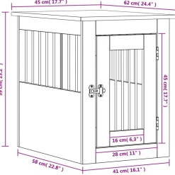 vidaXL Productos Para Mascotas-Jaula para perros madera de ingeniería 45x62x59 cm